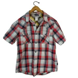 Patagonia Men's Organic Cotton Button Down Red Blue Plaid Size S